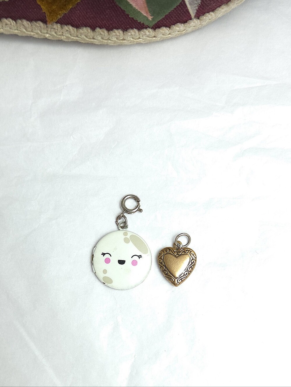 I love you to the Moon & Back Locket & Gold Heart Locket Pendant Charm Lot of 2